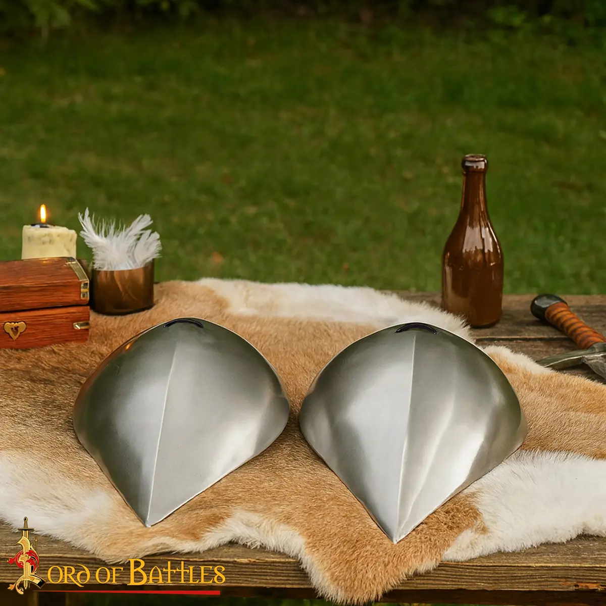 Early Medieval Visby Pauldrons Steel Shoulder Armor with Leather Ties Early Medieval Visby Pauldrons Steel Shoulder Armor with Leather Ties - Image 7