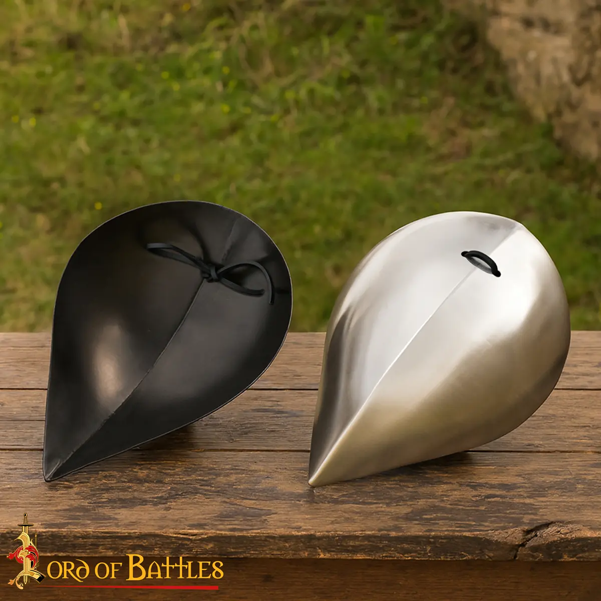 Early Medieval Visby Pauldrons Steel Shoulder Armor with Leather Ties Early Medieval Visby Pauldrons Steel Shoulder Armor with Leather Ties - Image 5