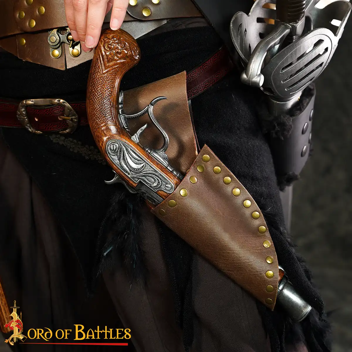 Pirate's Leather Pistol Frog Handcrafted Genuine Leathercraft - Image 7