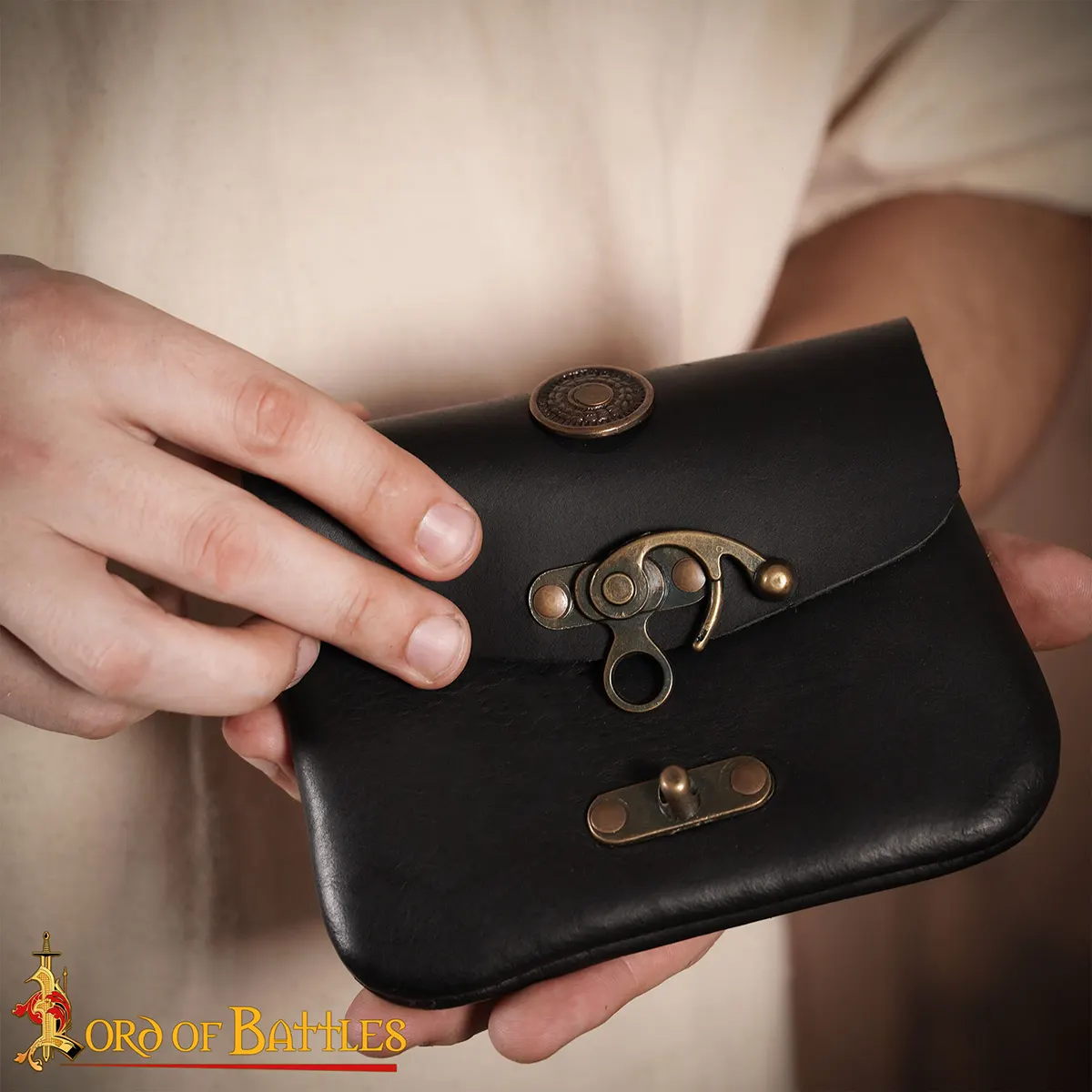 Medieval Quester’s Leather Belt Pouch | 3 mm Genuine Leather with Antique Brass Fittings Medieval Quester’s Leather Belt Pouch | 3 mm Genuine Leather with Antique Brass Fittings - Image 5