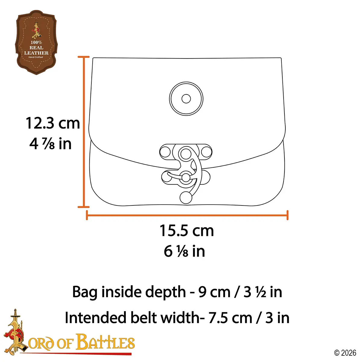 Medieval Quester’s Leather Belt Pouch | 3 mm Genuine Leather with Antique Brass Fittings Medieval Quester’s Leather Belt Pouch | 3 mm Genuine Leather with Antique Brass Fittings - Image 3