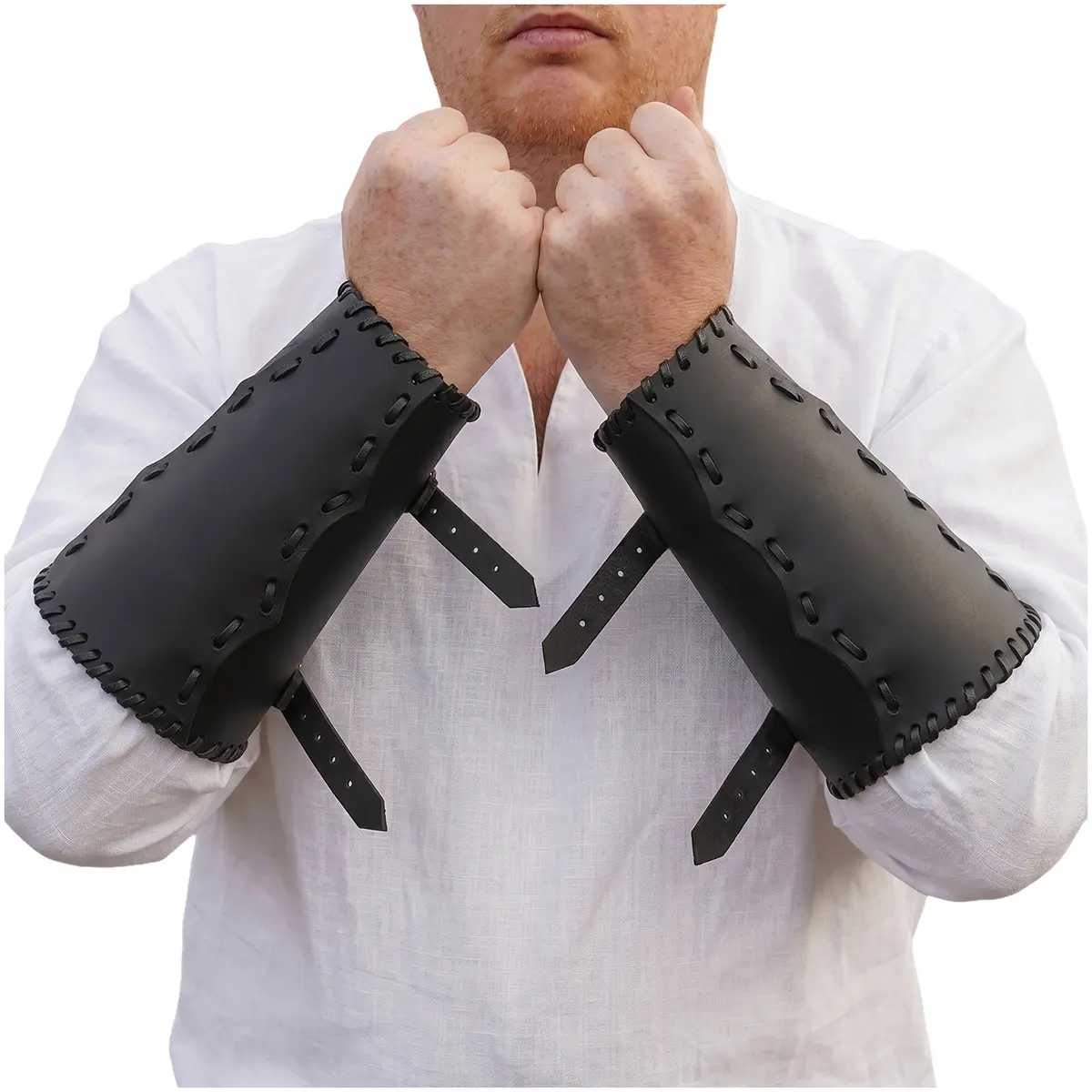 Leather Arm Bracers with Buckles Leather Arm Bracers with Buckles - Image 6