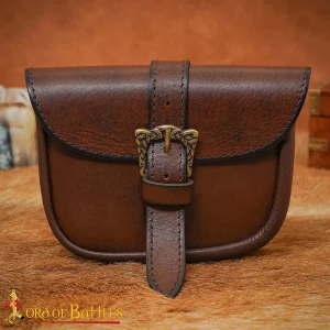 Handmade Leather Belt Bag with Antique Brass Celtic Buckle