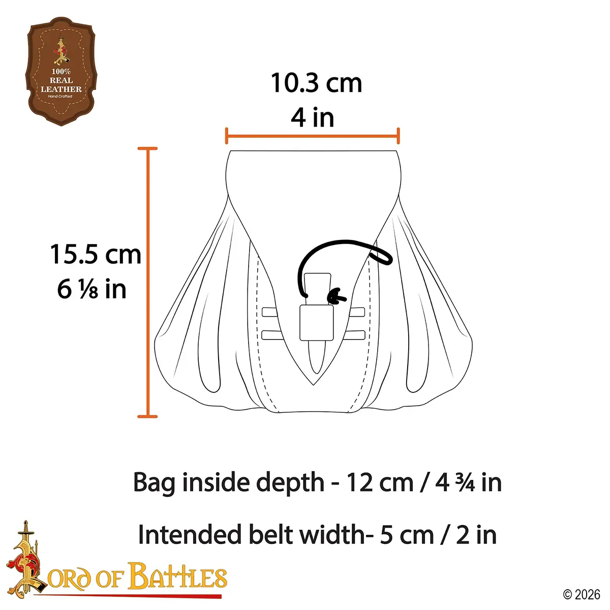 Suede Belt Pouch Medieval with Horn Toggle Suede Belt Pouch Medieval with Horn Toggle - Image 3