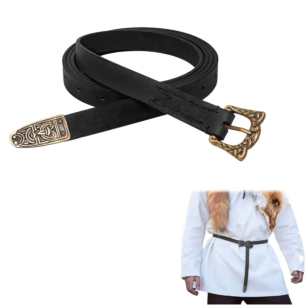 Ornate Birka Viking Leather Belt with Antique Brass Ornate Birka Viking Leather Belt with Antique Brass - Image 4