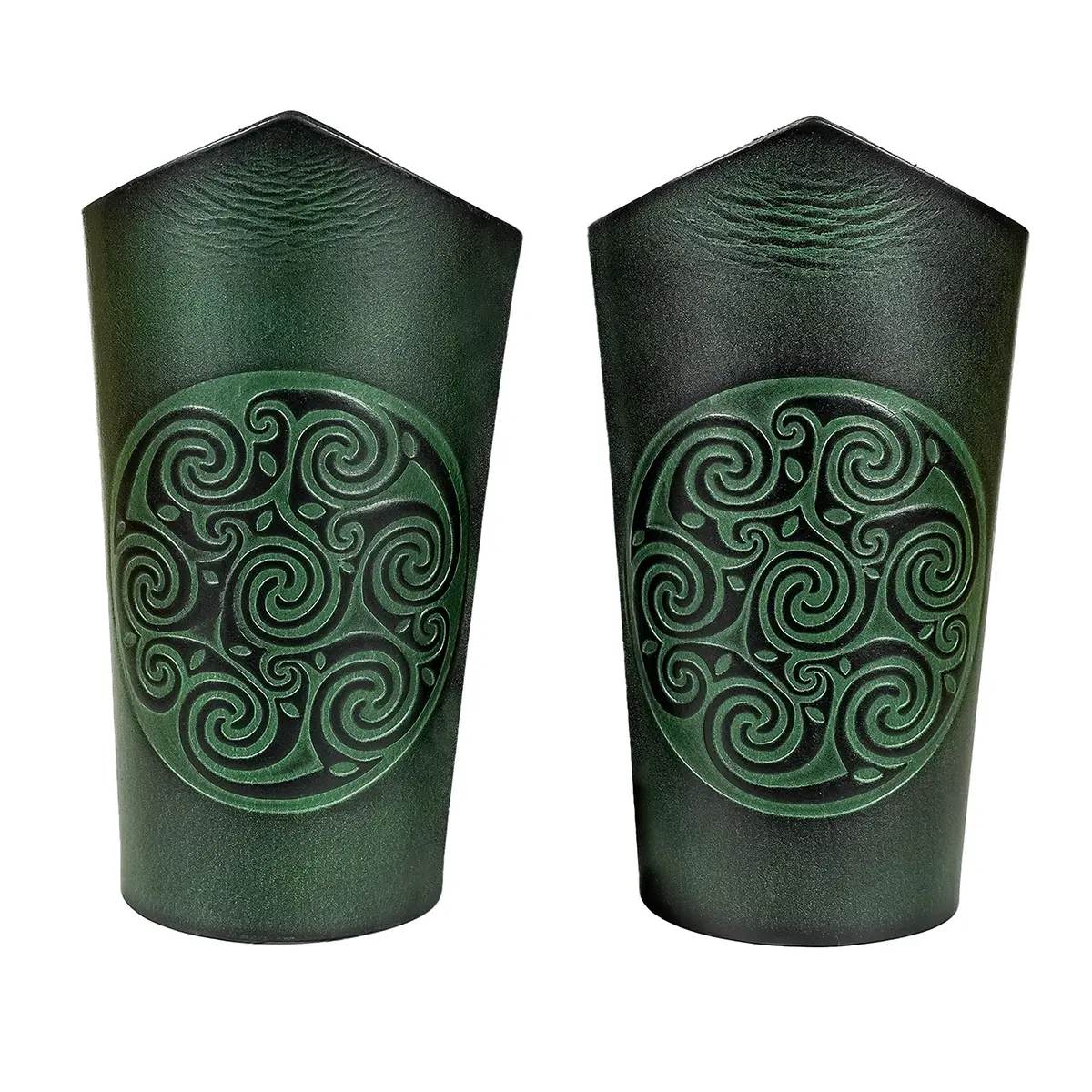 Celtic Spiral Leather Bracers- Arm Guards Embossed Design Celtic Spiral Leather Bracers- Arm Guards Embossed Design - Image 5