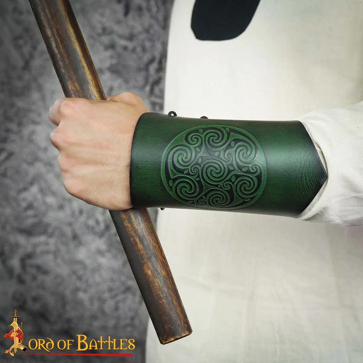Celtic Spiral Leather Bracers- Arm Guards Embossed Design Celtic Spiral Leather Bracers- Arm Guards Embossed Design - Image 7