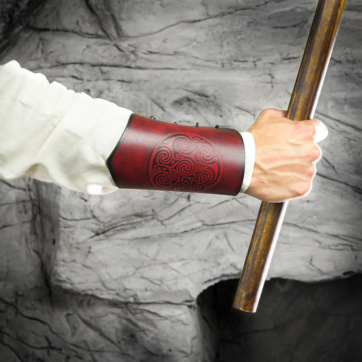 Celtic Spiral Leather Bracers- Arm Guards Embossed Design Celtic Spiral Leather Bracers- Arm Guards Embossed Design - Image 6