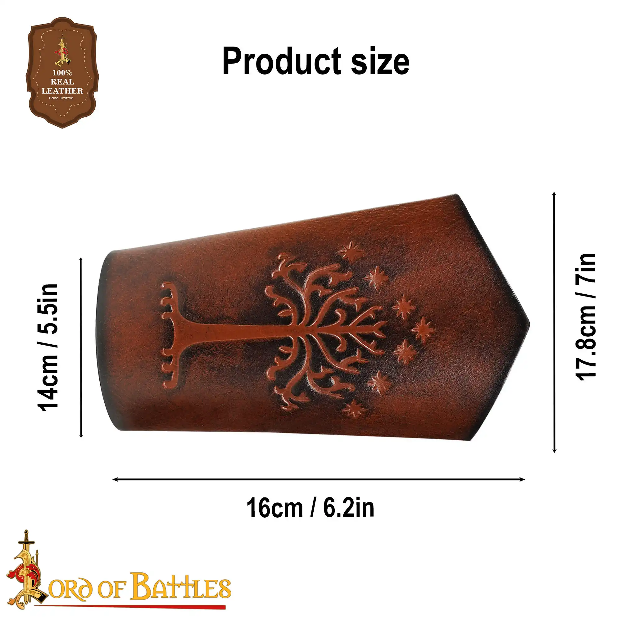 Genuine Leather Bracers with Embossed Tree of Gondor Motif Genuine Leather Bracers with Embossed Tree of Gondor Motif - Image 3