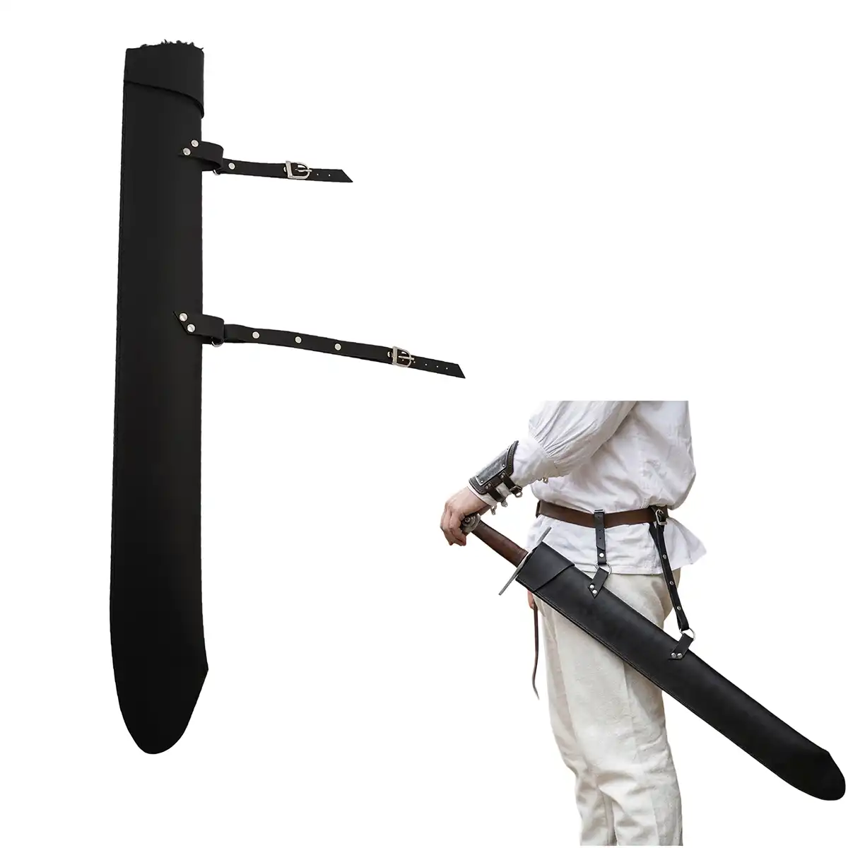 Medieval Leather Sword Scabbard Fur Lined Medieval Leather Sword Scabbard Fur Lined - Image 4