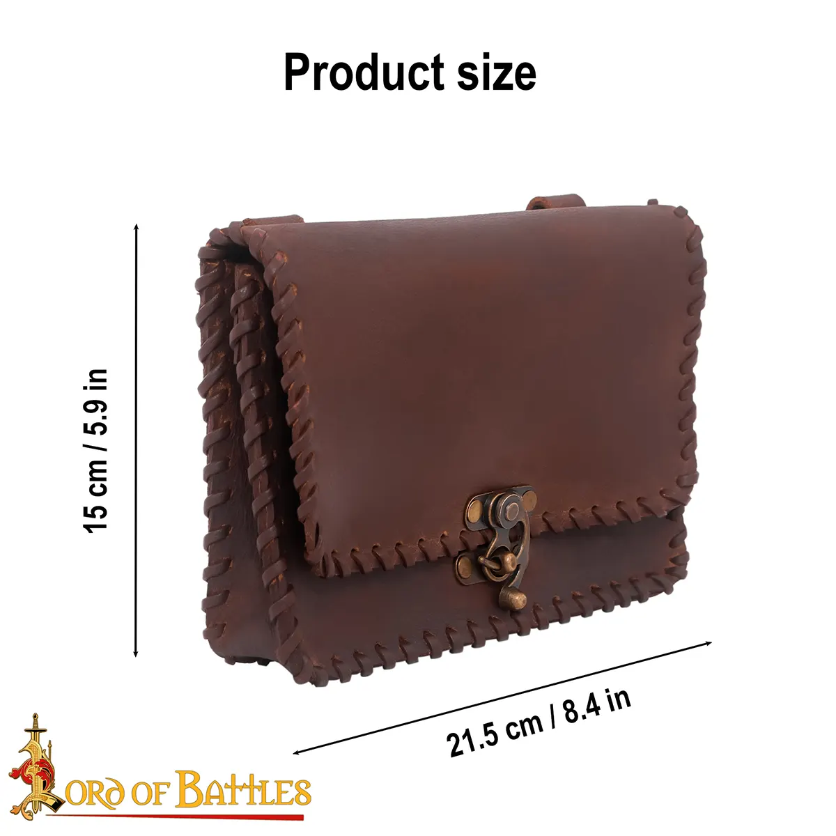 Medieval Quester Belt Bag with Antique Brass Lock Medieval Quester Belt Bag with Antique Brass Lock - Image 3
