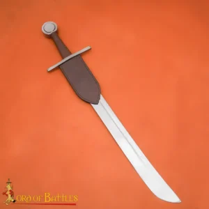 Late Medieval Functional Falchion Sword with Genuine Leather Sheath