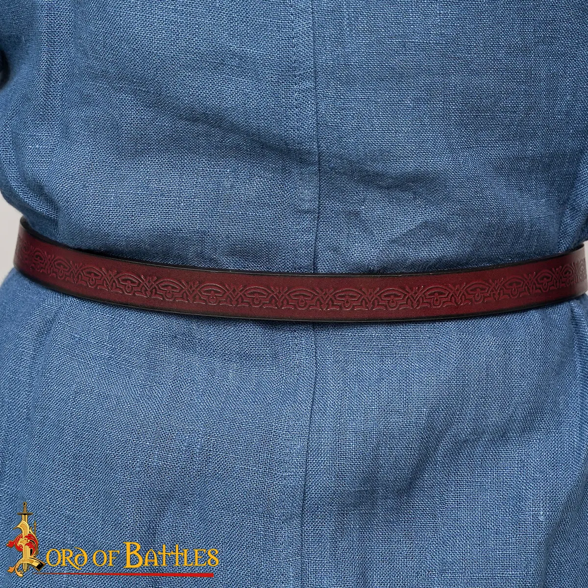 Embossed Thin Leather Fantasy Belt with Engraved Antique Brass Buckle Embossed Thin Leather Fantasy Belt with Engraved Antique Brass Buckle - Image 11