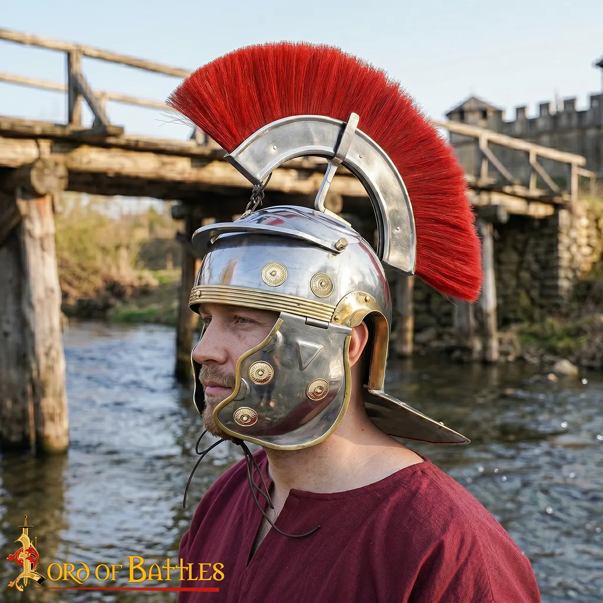 Roman Legionary Steel Helmet with Red Plume – 18 Gauge Handcrafted Mild Steel | Historical Armor Roman Legionary Steel Helmet with Red Plume – 18 Gauge Handcrafted Mild Steel | Historical Armor - Image 2