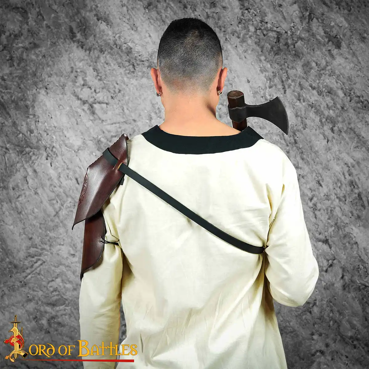 Leather Pauldron with Embossed Celtic Spiral Design Leather Pauldron with Embossed Celtic Spiral Design - Image 7