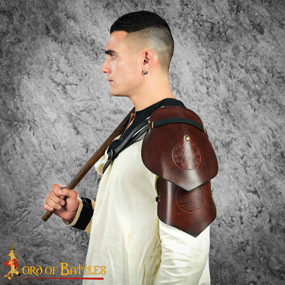 Leather Pauldron with Embossed Celtic Spiral Design Leather Pauldron with Embossed Celtic Spiral Design - Image 6