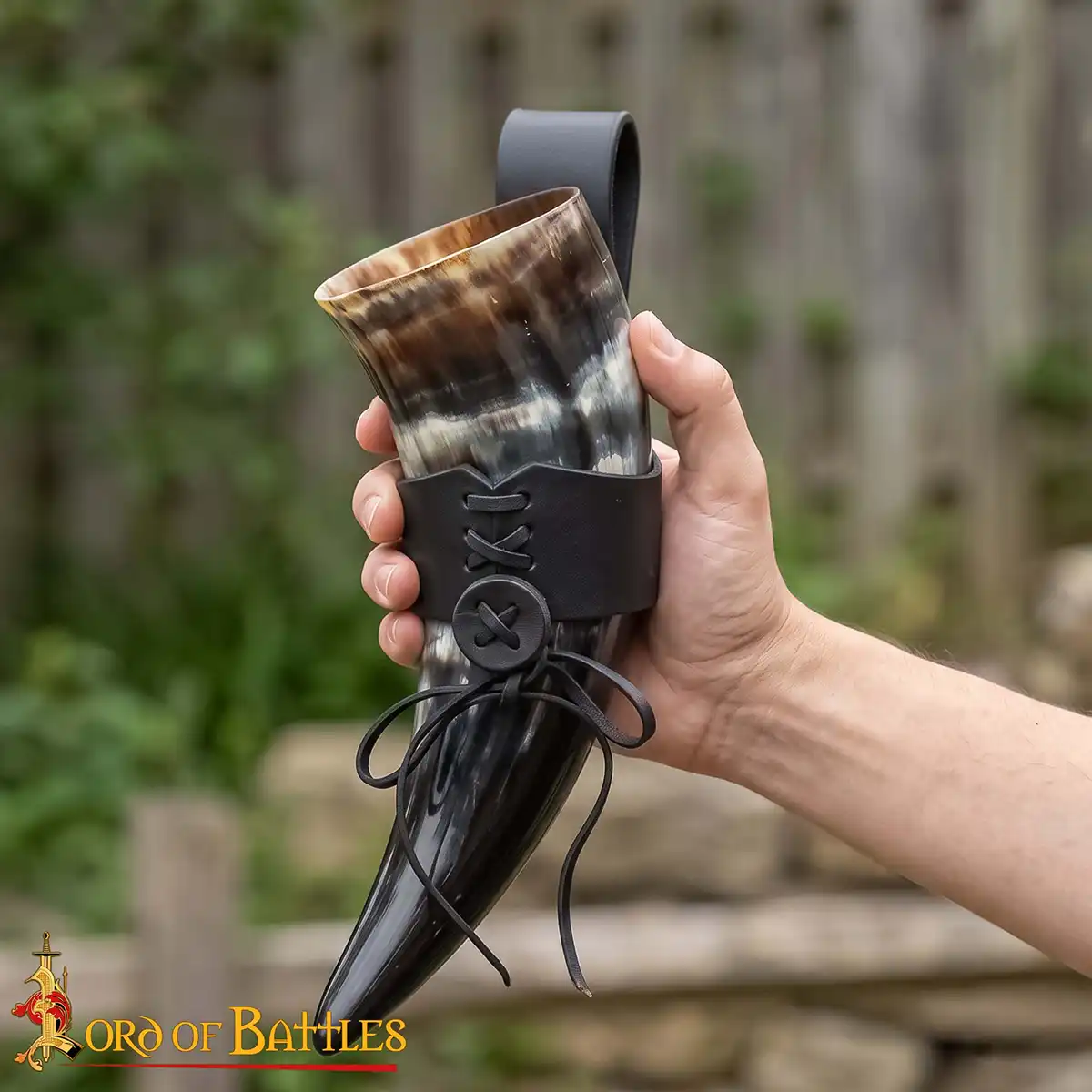 Leather Drinking Horn Holder - Adjustable Medieval Belt Frog - Image 11