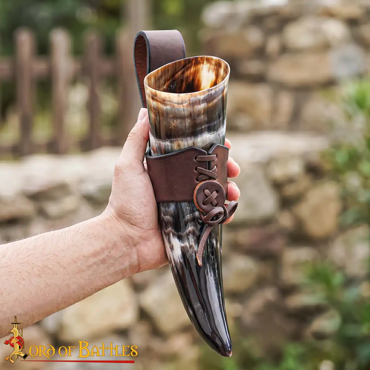Leather Drinking Horn Holder - Adjustable Medieval Belt Frog - Image 12