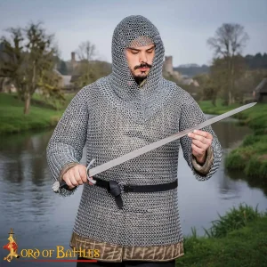 Medieval Coif and Full Sleeves Shirt, Butted, ID 10mm, Zinc Coated