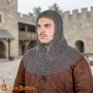 Round Ring Chainmail Coif, Butted, 9 mm 16 gauge, Spring Steel