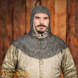 Flat Ring Classic Chainmail Coif, Riveted, ID 9mm, Stainless Steel