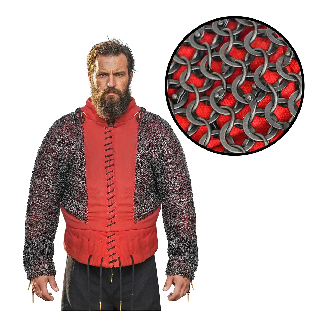 Round Ring Chainmail Paired Full Sleeves, Riveted and Alternating, ID 9 mm, Natural Round Ring Chainmail Paired Full Sleeves, Riveted and Alternating, ID 9 mm, Natural - Image 3