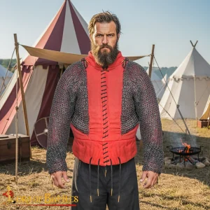 Round Ring Chainmail Paired Full Sleeves, Riveted and Alternating, ID 9 mm, Natural