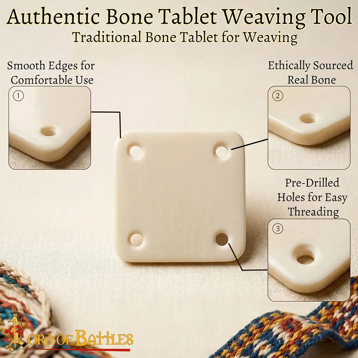 Viking Weaving Bone Tablets Functional Genuine Bone Accessory Viking Weaving Bone Tablets Functional Genuine Bone Accessory - Image 7