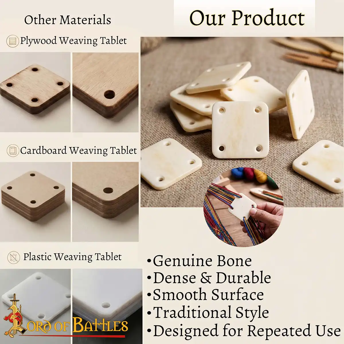 Viking Weaving Bone Tablets Functional Genuine Bone Accessory Viking Weaving Bone Tablets Functional Genuine Bone Accessory - Image 8