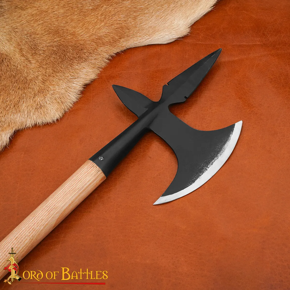 Medieval Hand-Forged Battle Axe with Wood Handle – Carbon Steel War Axe - Image 8