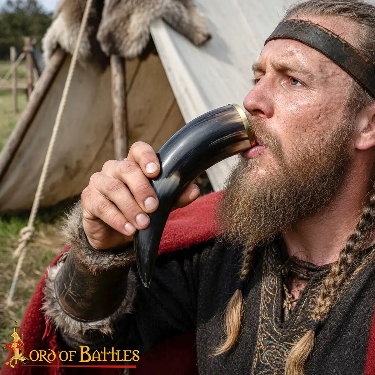 Medieval Viking Drinking Horn with Solid Brass Rim Medieval Viking Drinking Horn with Solid Brass Rim - Image 2