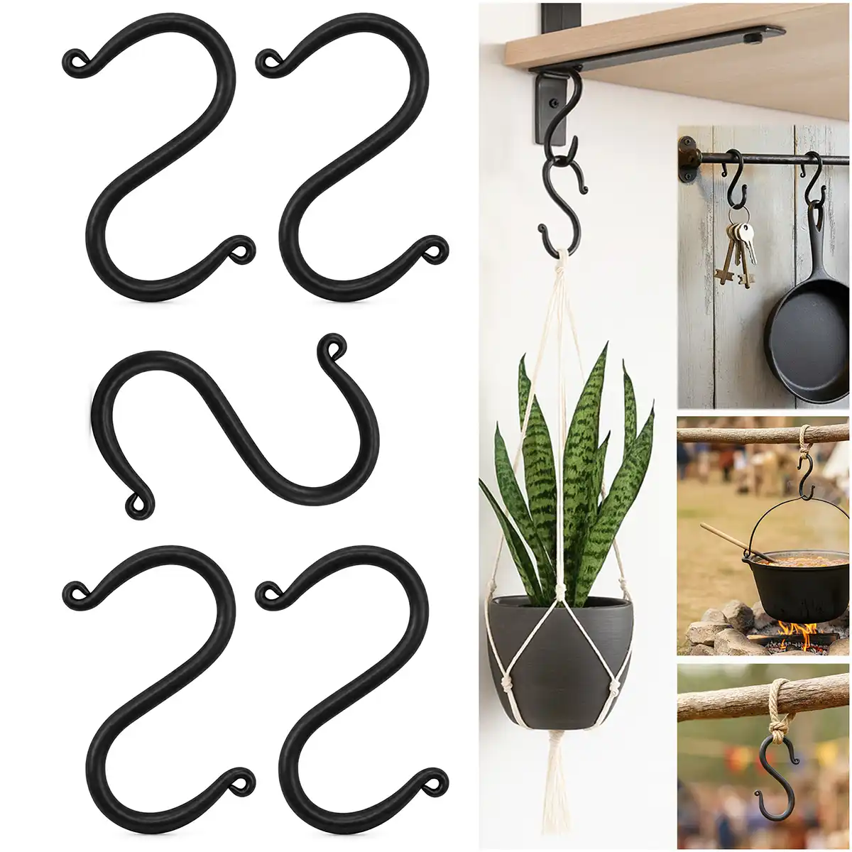 Hand Forged S Hook Set of 5 Hand Forged S Hook Set of 5 - Image 5