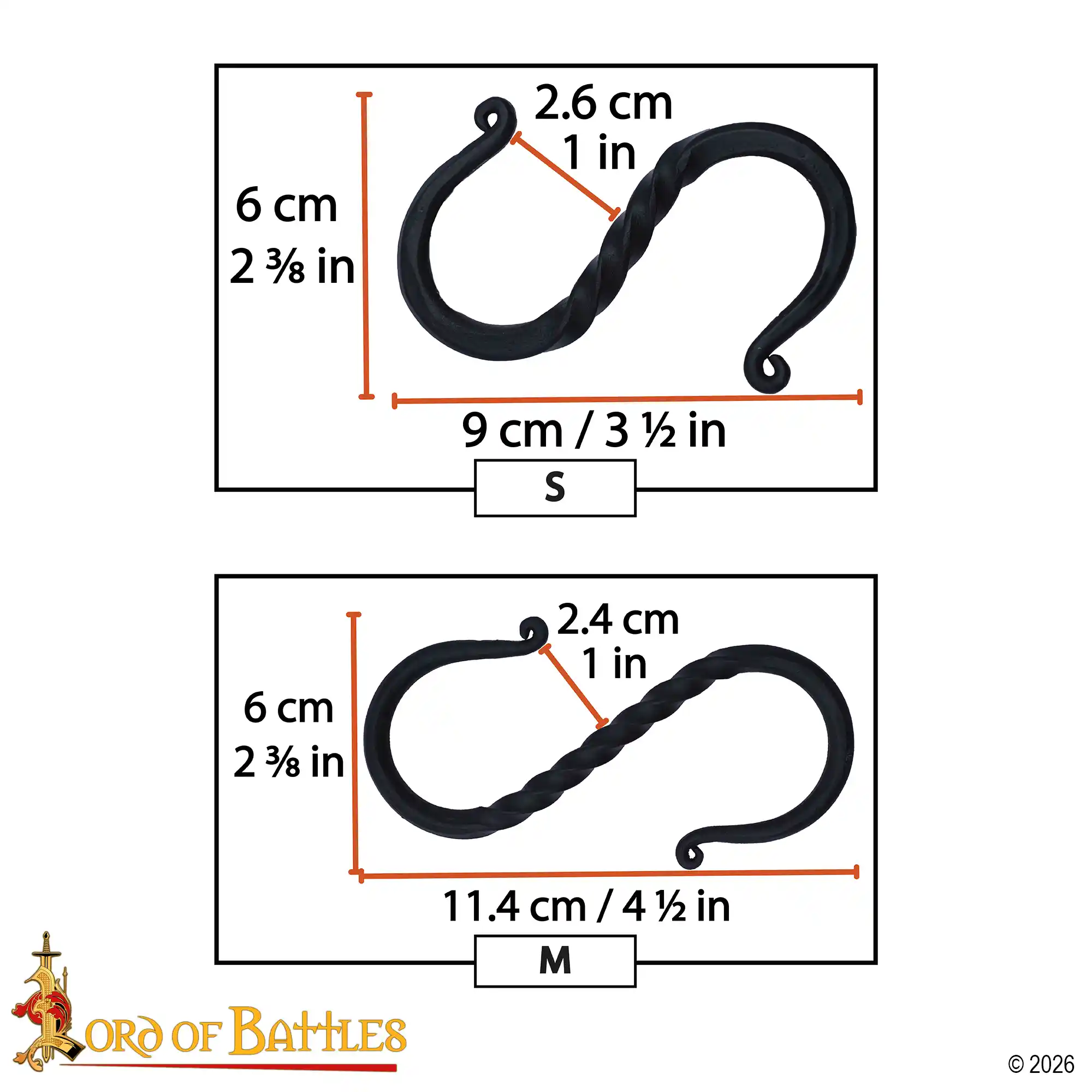 Medieval Twisted S Hook Set of 5 Medieval Twisted S Hook Set of 5 - Image 3