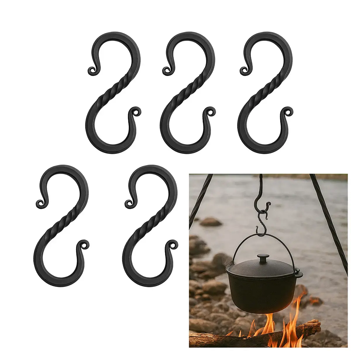 Medieval Twisted S Hook Set of 5 Medieval Twisted S Hook Set of 5 - Image 4