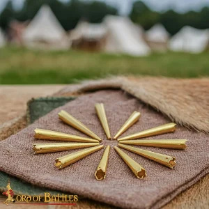 Medieval Brass Aiglets Set Castle-Top Design - 10 pcs