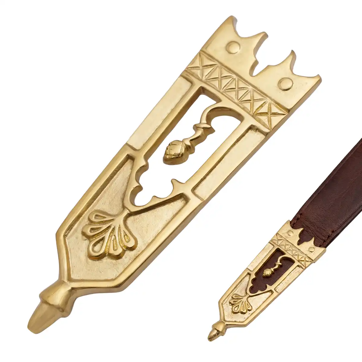 Closed Thistle Pure Solid Brass Belt End Chape - Image 4