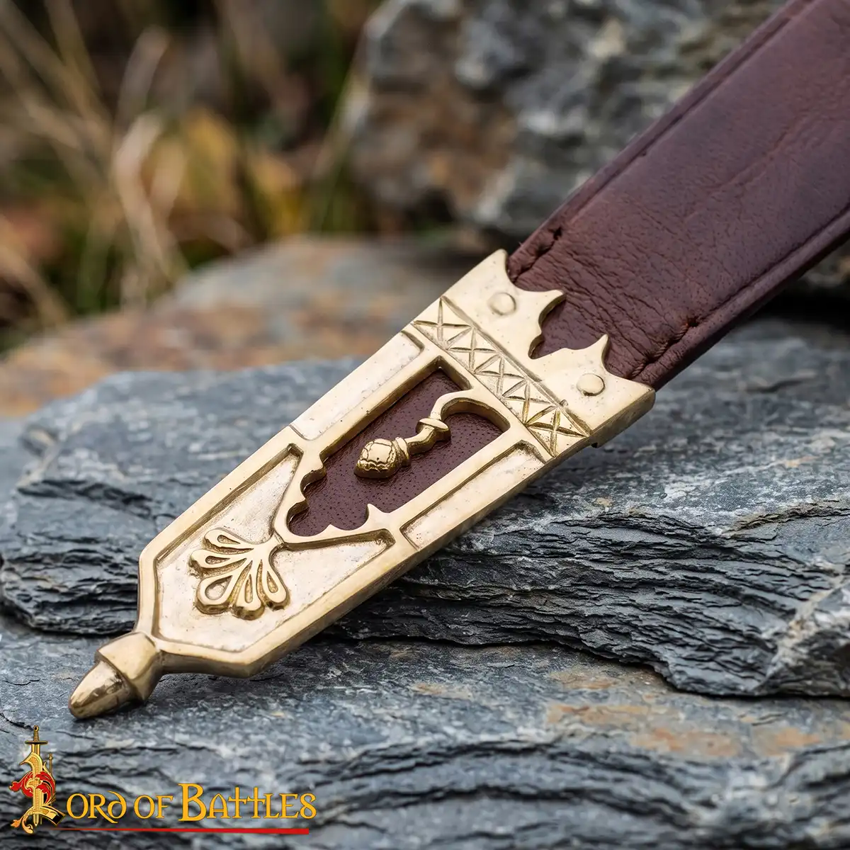 Closed Thistle Pure Solid Brass Belt End Chape - Image 2