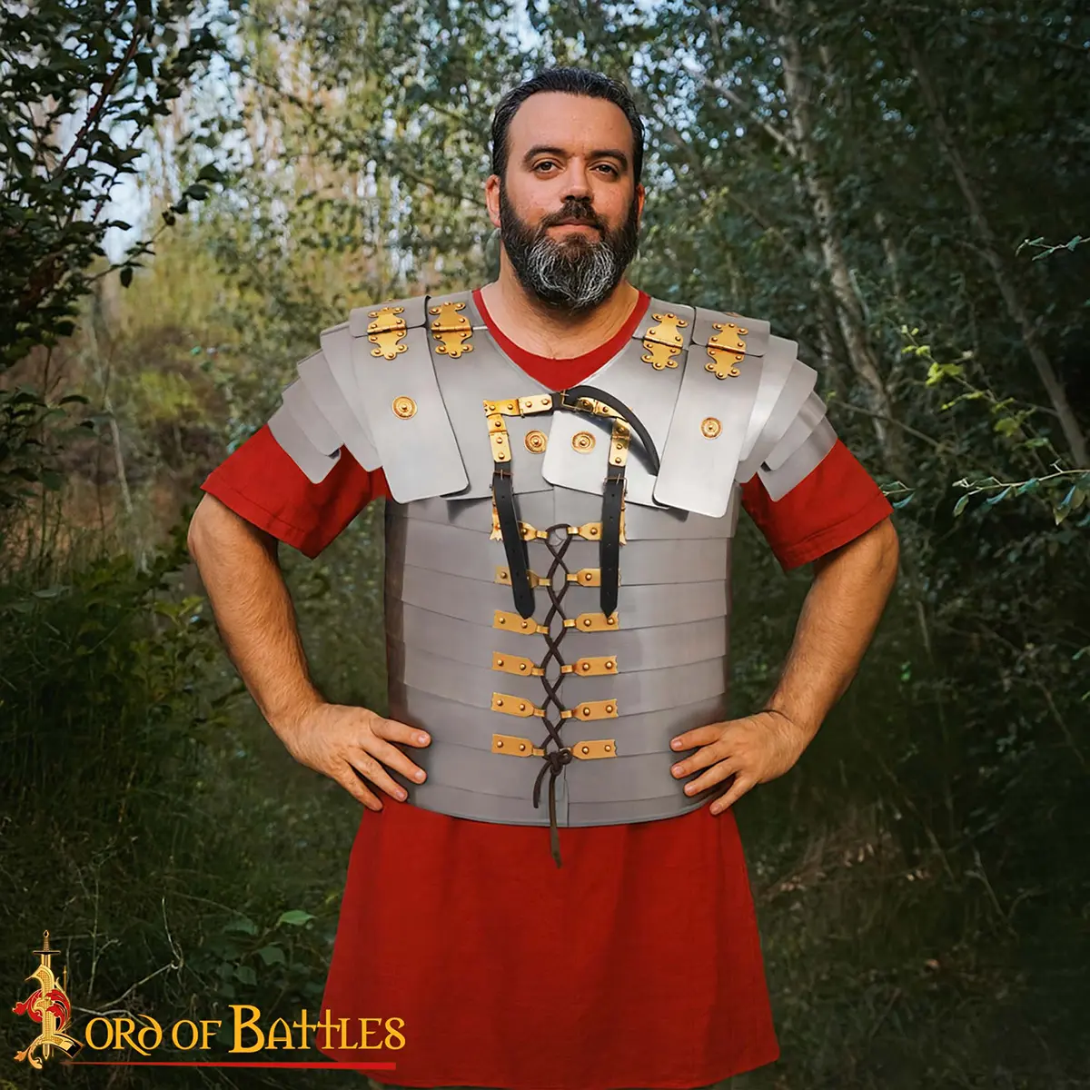Roman Lorica Segmentata Corbridge A, 20 Gauge Steel Armor with Brass & Leather Fittings Lorica Segmentata