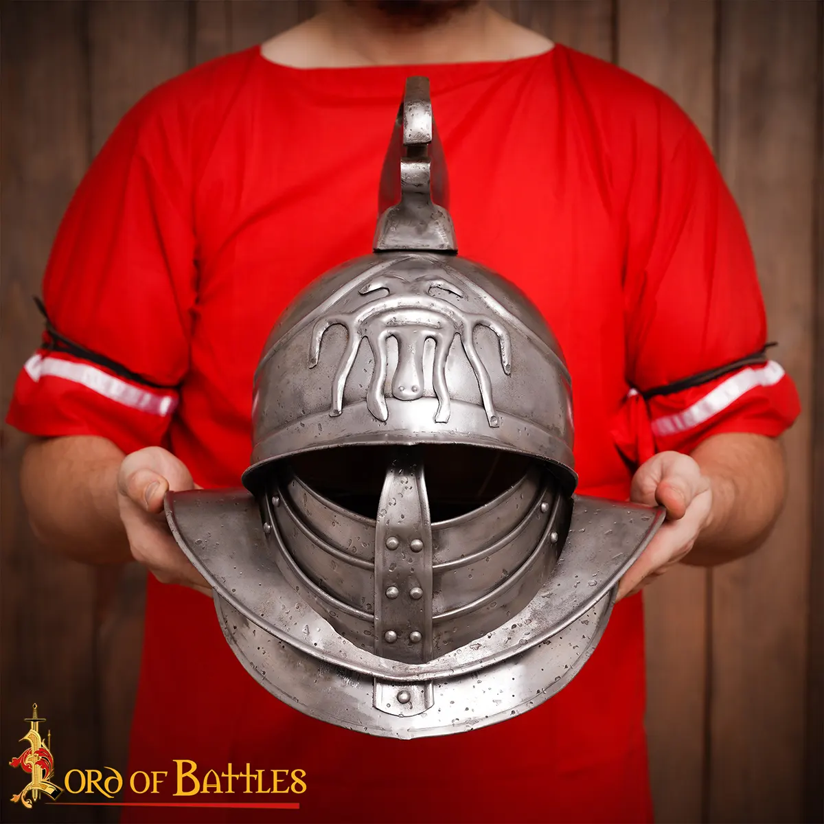 Spartacus Gladiator Helmet with Black Plume and Leather Liner Spartacus Gladiator Helmet with Black Plume and Leather Liner - Image 7