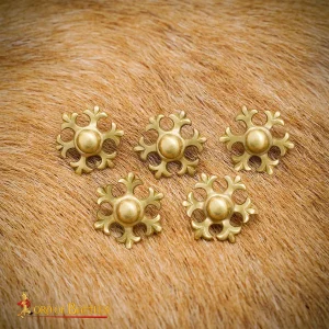 Fleur Pure Solid Brass Leather Mounts – Set of 5 DIY Adornments for Belts, Bags & Leathercraft