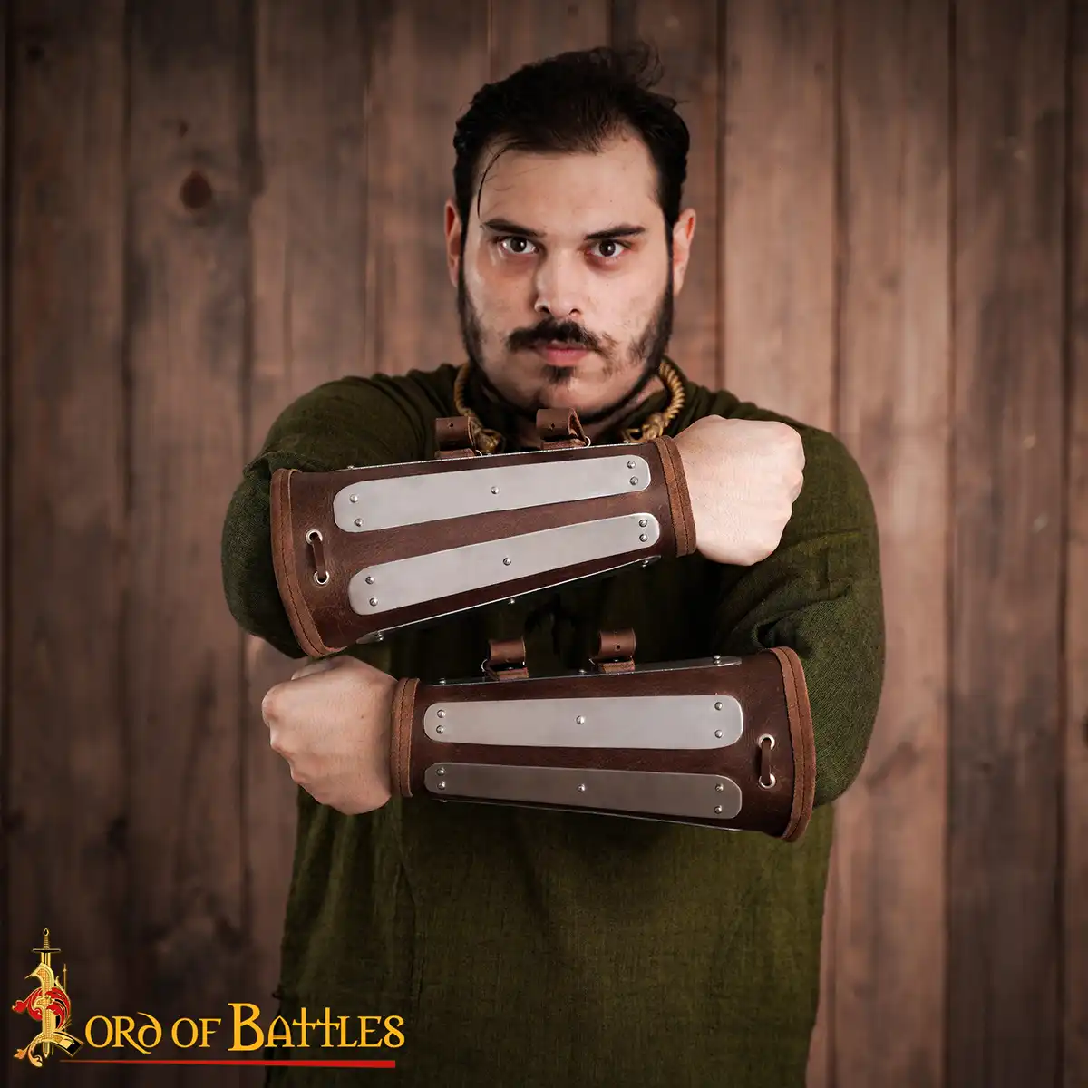 Genuine Leather Bracers With Splinted Metal Plates Arms Armor Genuine Leather Bracers With Splinted Metal Plates Arms Armor - Image 8