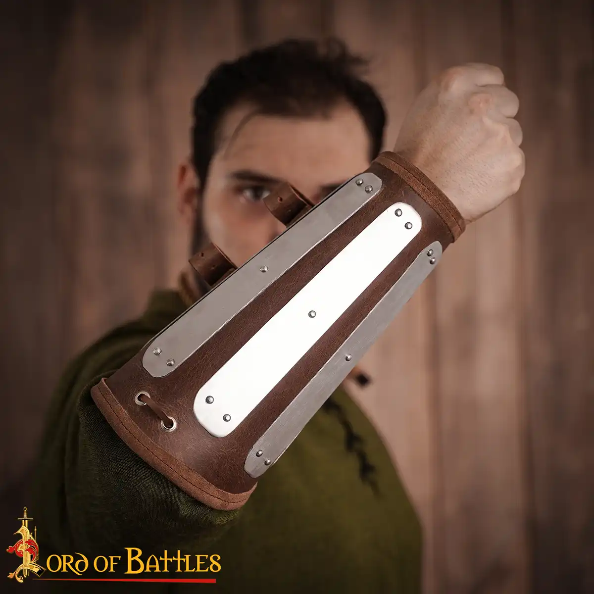 Genuine Leather Bracers With Splinted Metal Plates Arms Armor Genuine Leather Bracers With Splinted Metal Plates Arms Armor - Image 2