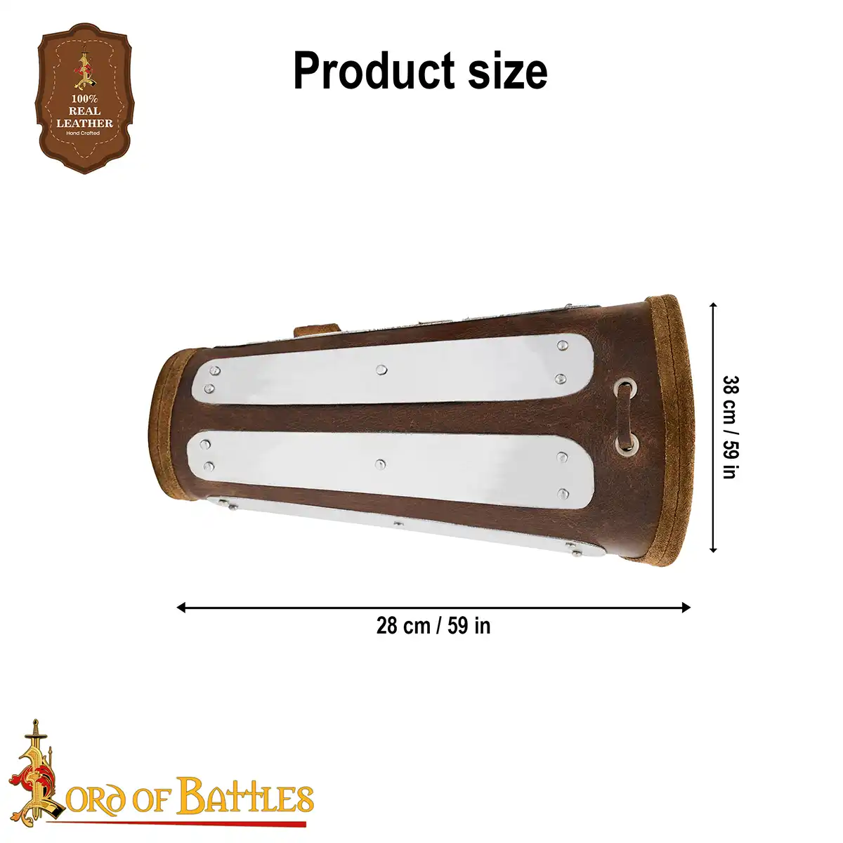 Genuine Leather Bracers With Splinted Metal Plates Arms Armor Genuine Leather Bracers With Splinted Metal Plates Arms Armor - Image 3