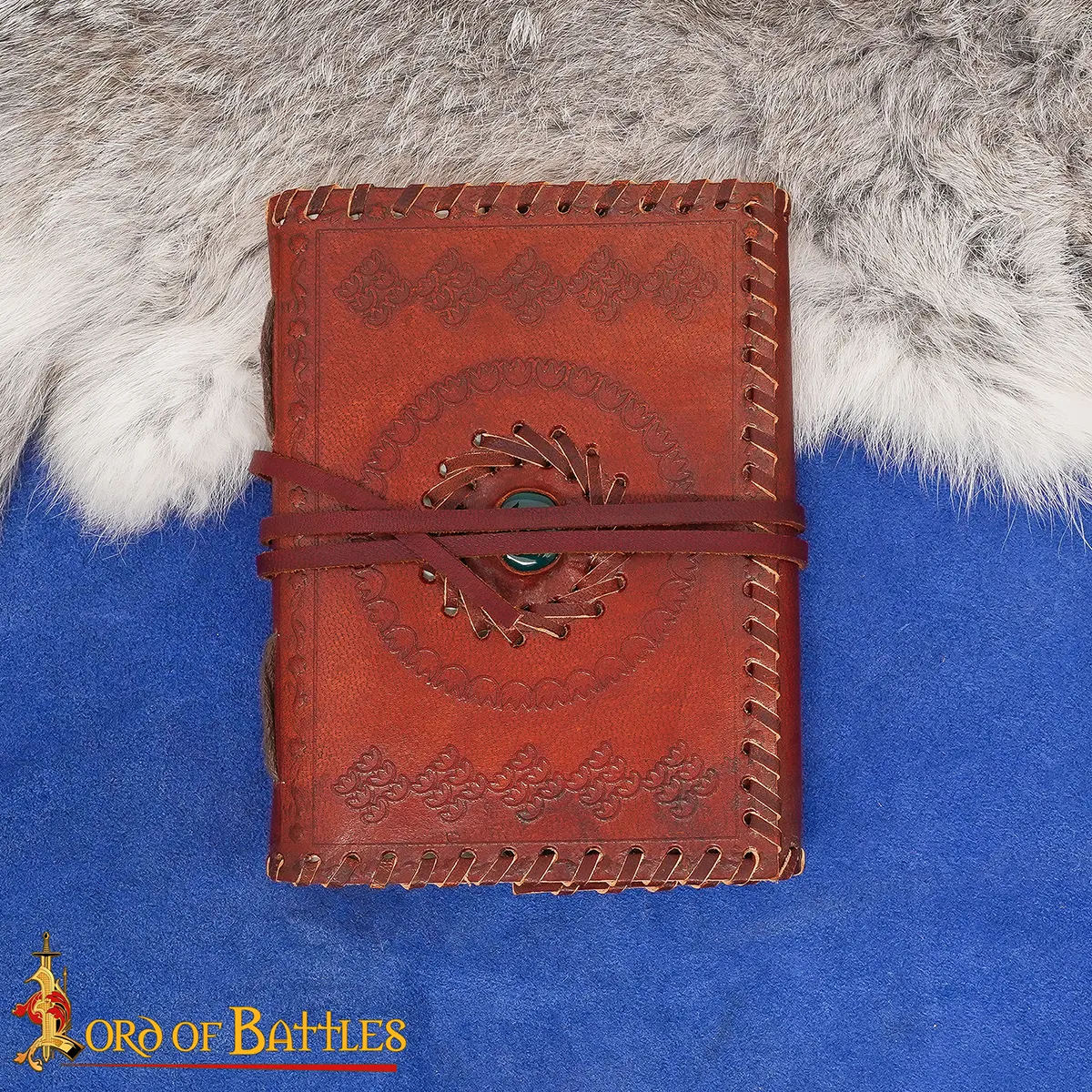 Leather Journal Notebook with Green Stone & Etching Leather Journal Notebook with Green Stone & Etching - Image 6