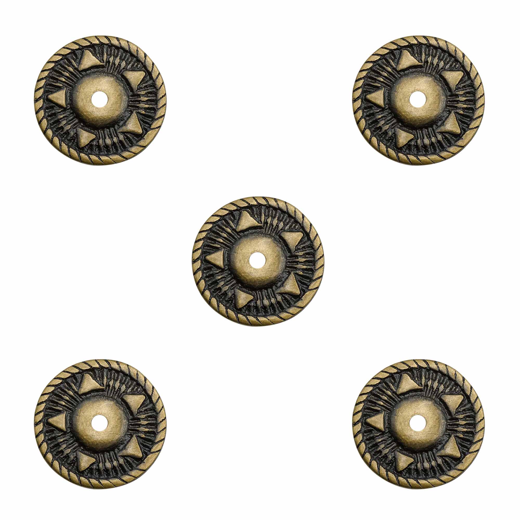 Antique Brass Pentacle Adornments Set of 5 Ideal Leather and Clothing Accessory Antique Brass Pentacle Adornments Set of 5 Ideal Leather and Clothing Accessory - Image 4