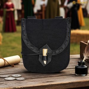 Medieval Canvas Belt Pouch with Horn Toggle Closure