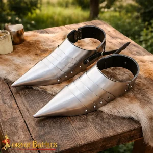 Medieval Gothic Sabatons,18 Gauge Steel Foot Armor, Articulated Sollerets