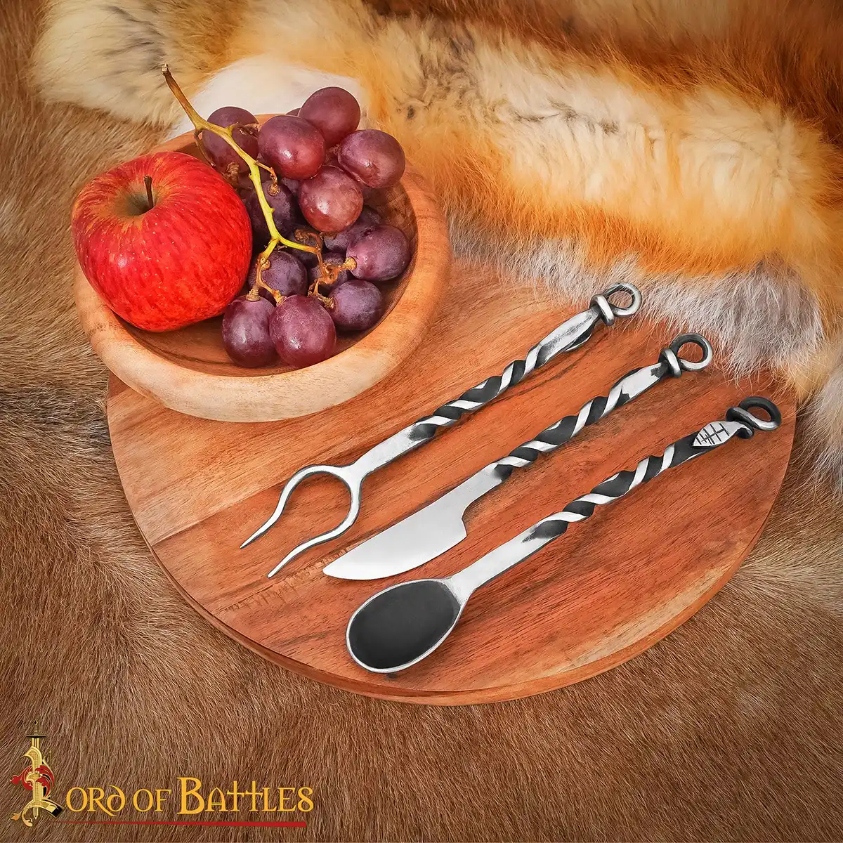 Hand-Forged Rustic Cutlery Set – Iron Spoon, Fork & Knife with Twisted Handles Hand-Forged Rustic Cutlery Set – Iron Spoon, Fork & Knife with Twisted Handles - Image 2