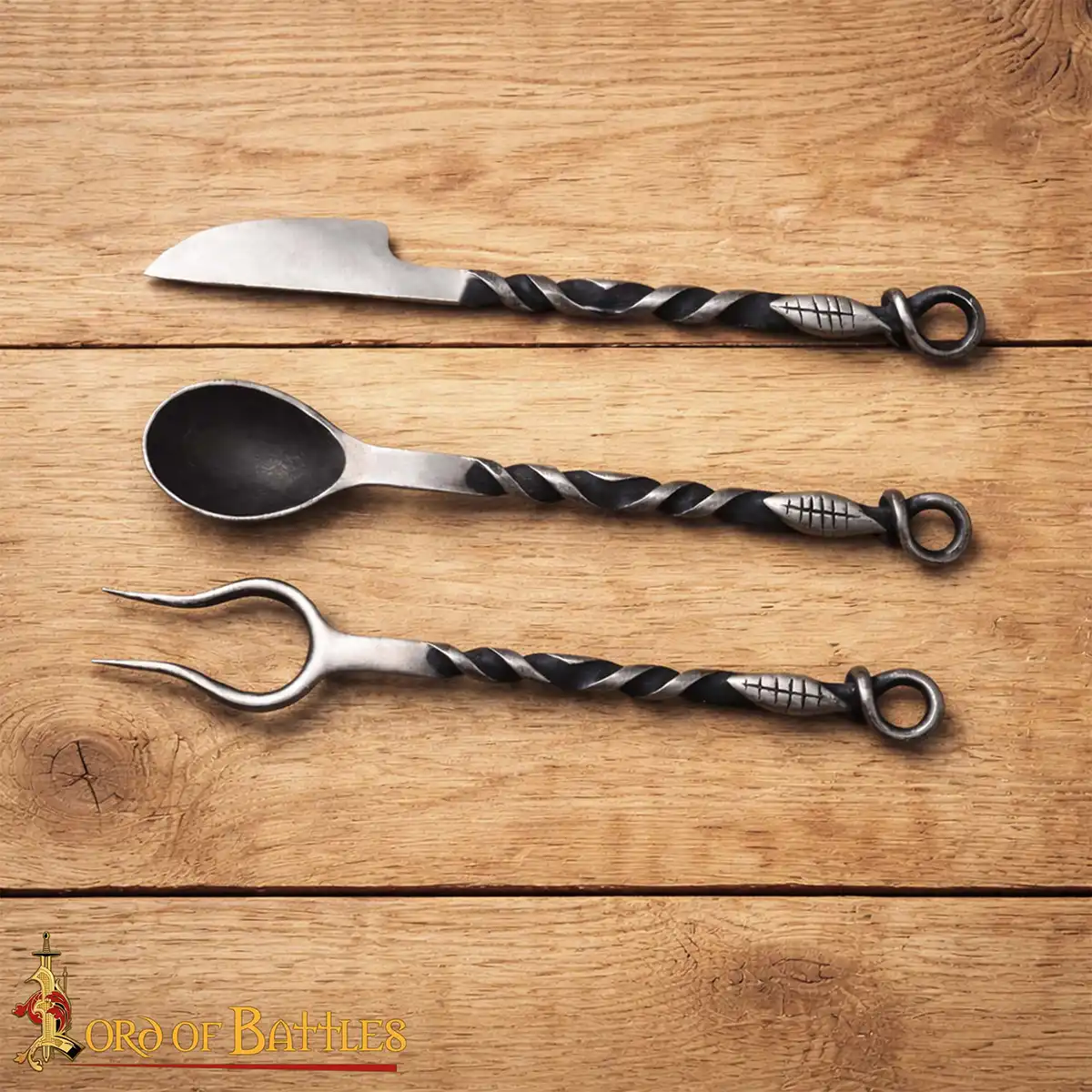 Hand-Forged Rustic Cutlery Set – Iron Spoon, Fork & Knife with Twisted Handles Hand-Forged Rustic Cutlery Set – Iron Spoon, Fork & Knife with Twisted Handles - Image 8