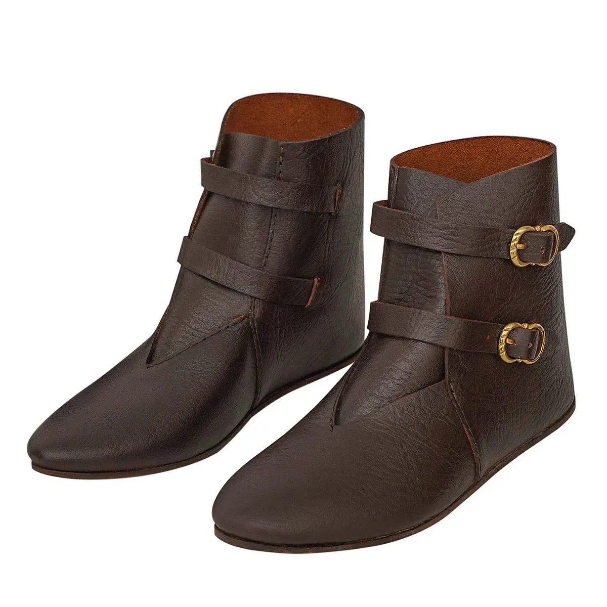 Medieval Ankle Boots – Handcrafted Leather Footwear with Brass Buckle Closures Medieval Ankle Boots – Handcrafted Leather Footwear with Brass Buckle Closures - Image 4